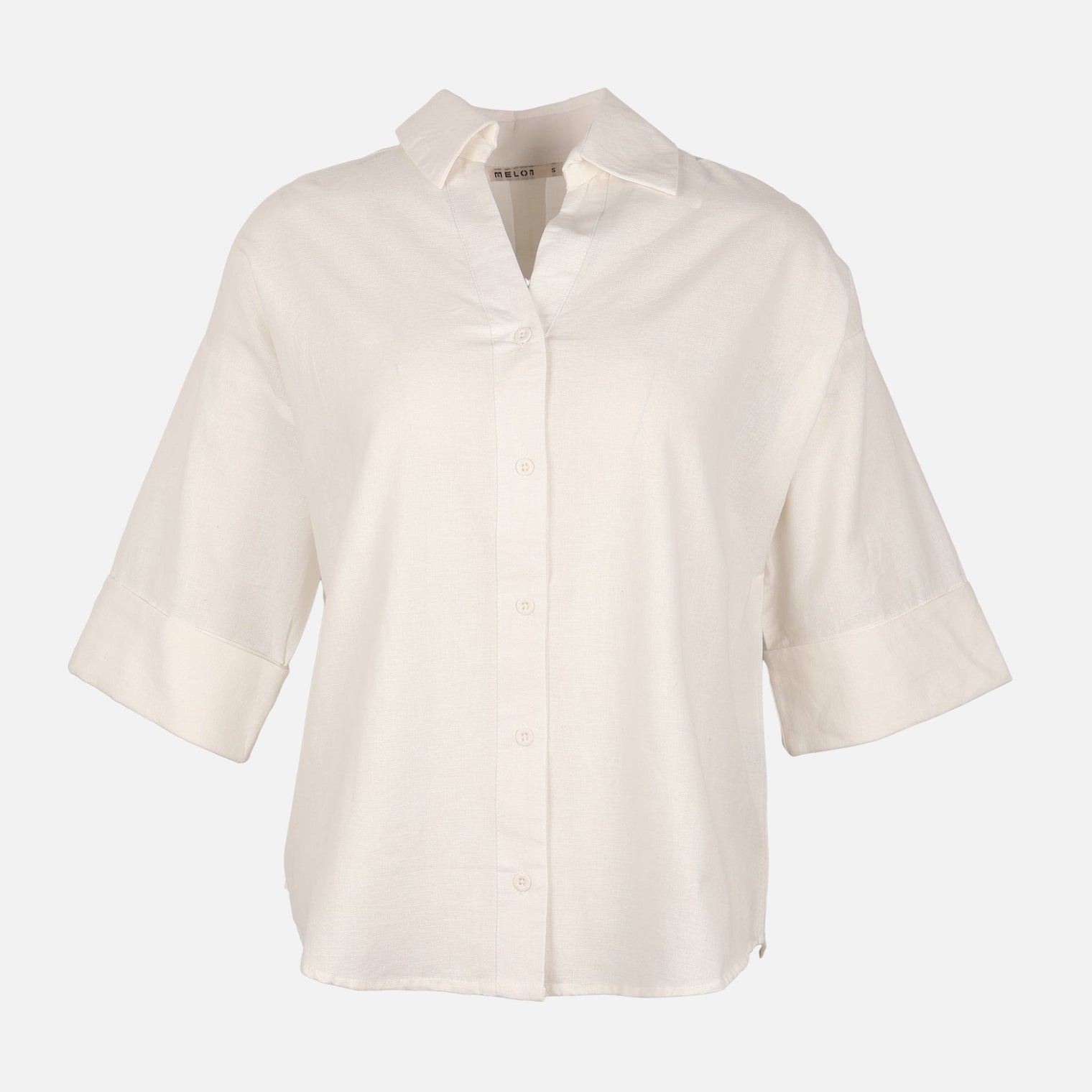 Women Long Sleeve Linen Blend Solid Shirt