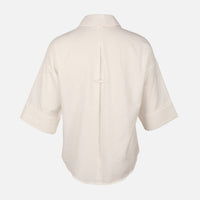 Women Long Sleeve Linen Blend Solid Shirt