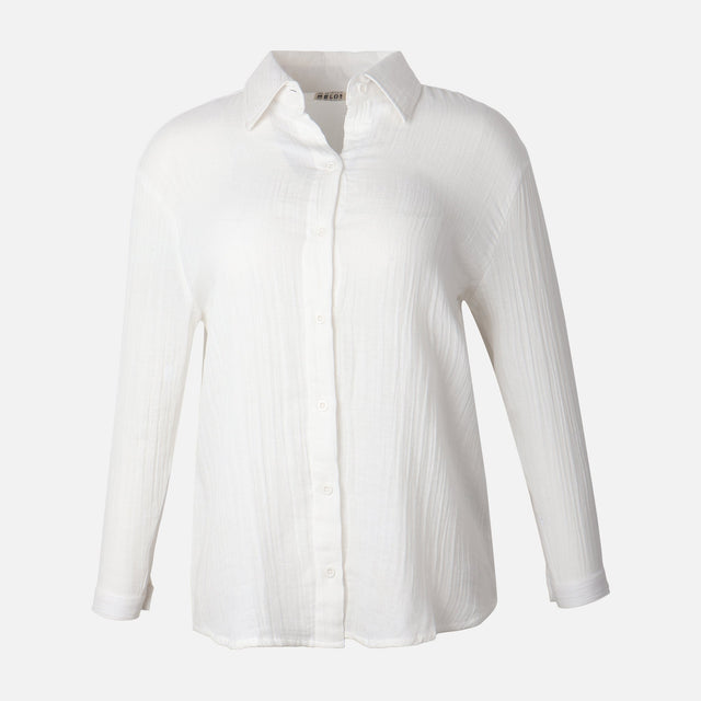 Women Long Sleeve Cotton Double Cloth Solid Shirt