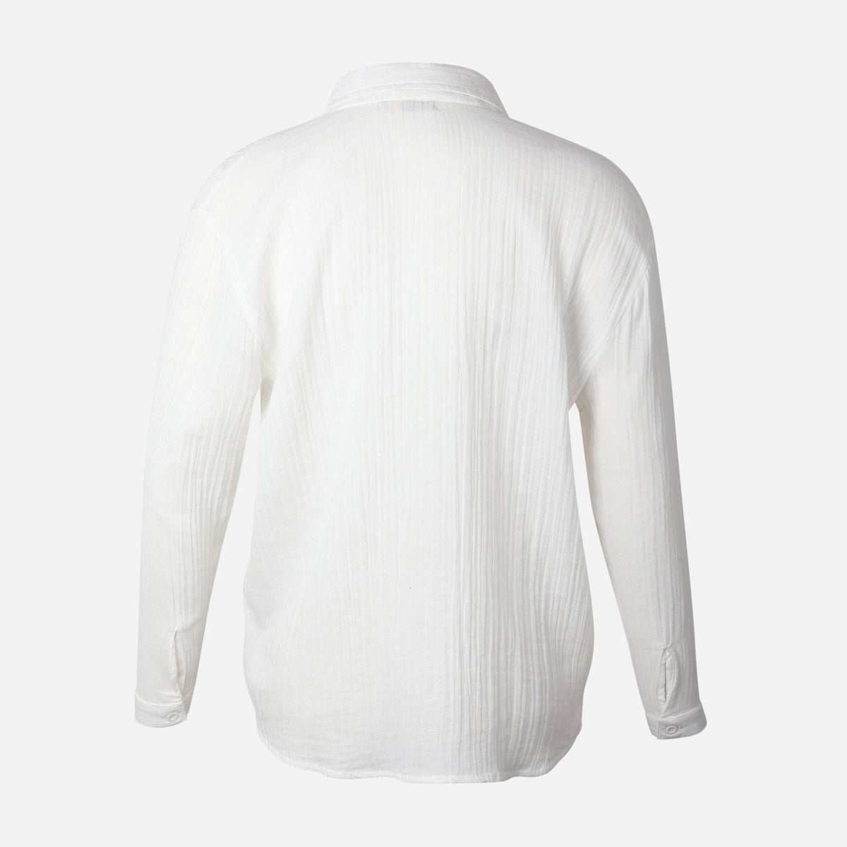 Women Long Sleeve Cotton Double Cloth Solid Shirt