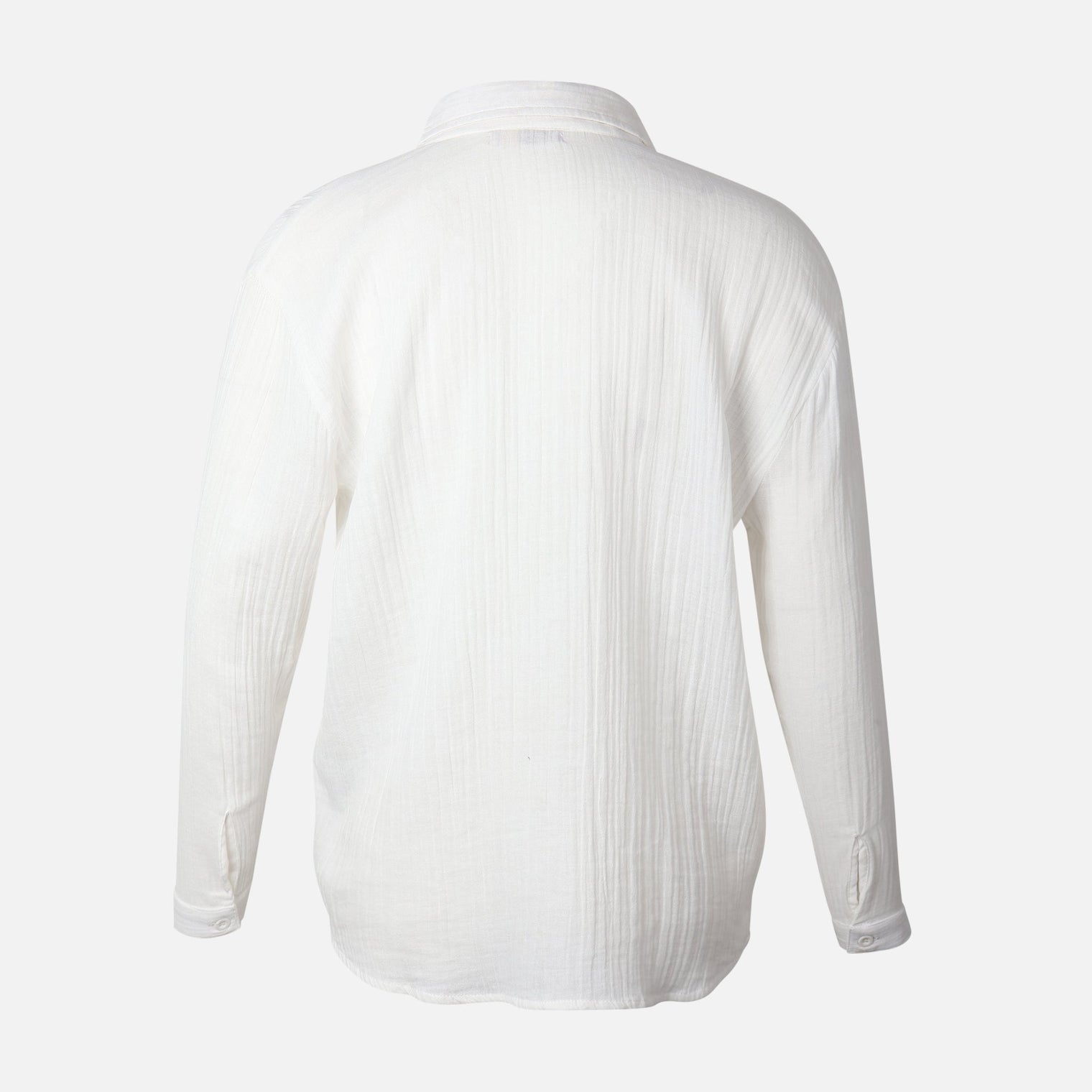 Women Long Sleeve Cotton Double Cloth Solid Shirt