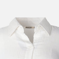 Women Long Sleeve Cotton Double Cloth Solid Shirt