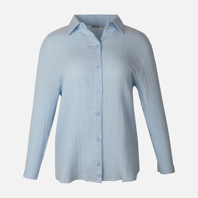 Women Long Sleeve Cotton Double Cloth Solid Shirt