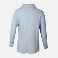Women Long Sleeve Cotton Double Cloth Solid Shirt