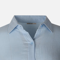 Women Long Sleeve Cotton Double Cloth Solid Shirt
