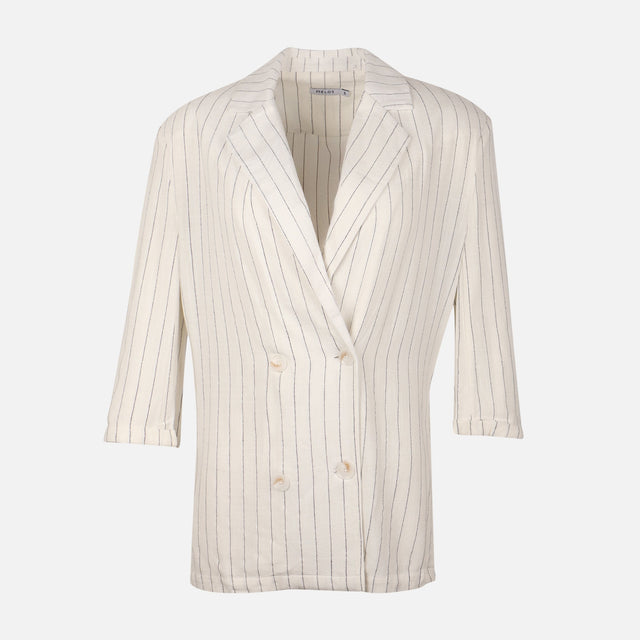 Women Striped Long Blazer
