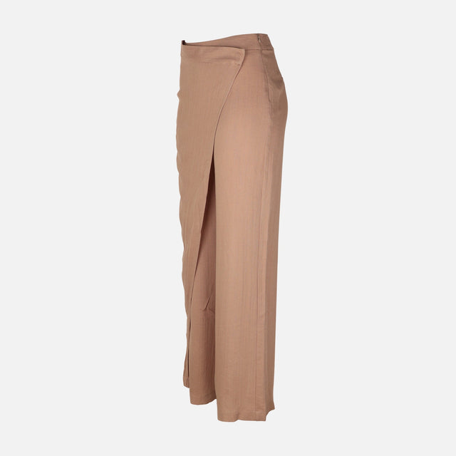 Women Draped Wrap Straight Leg Pant
