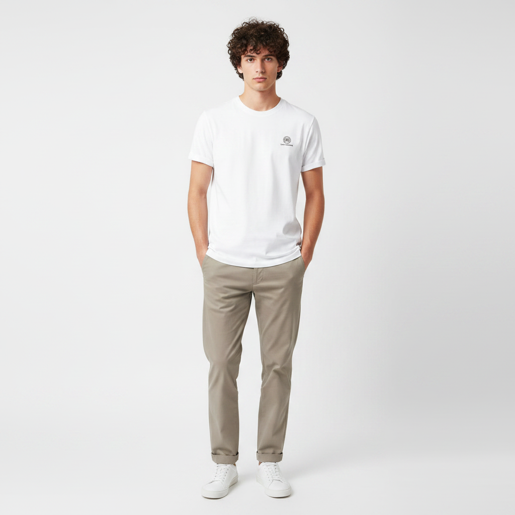 Men Jacquard Round Neck Short Sleeve T-Shirt