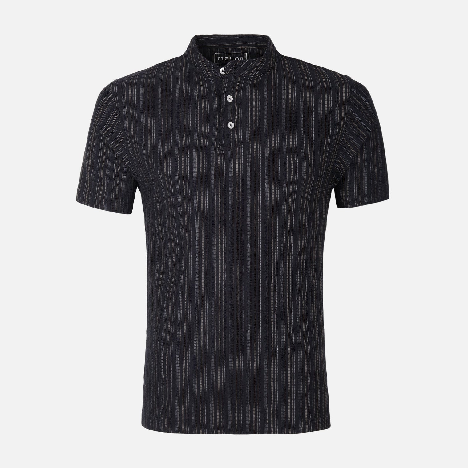 Men Structure T-Shirt Henley Neck