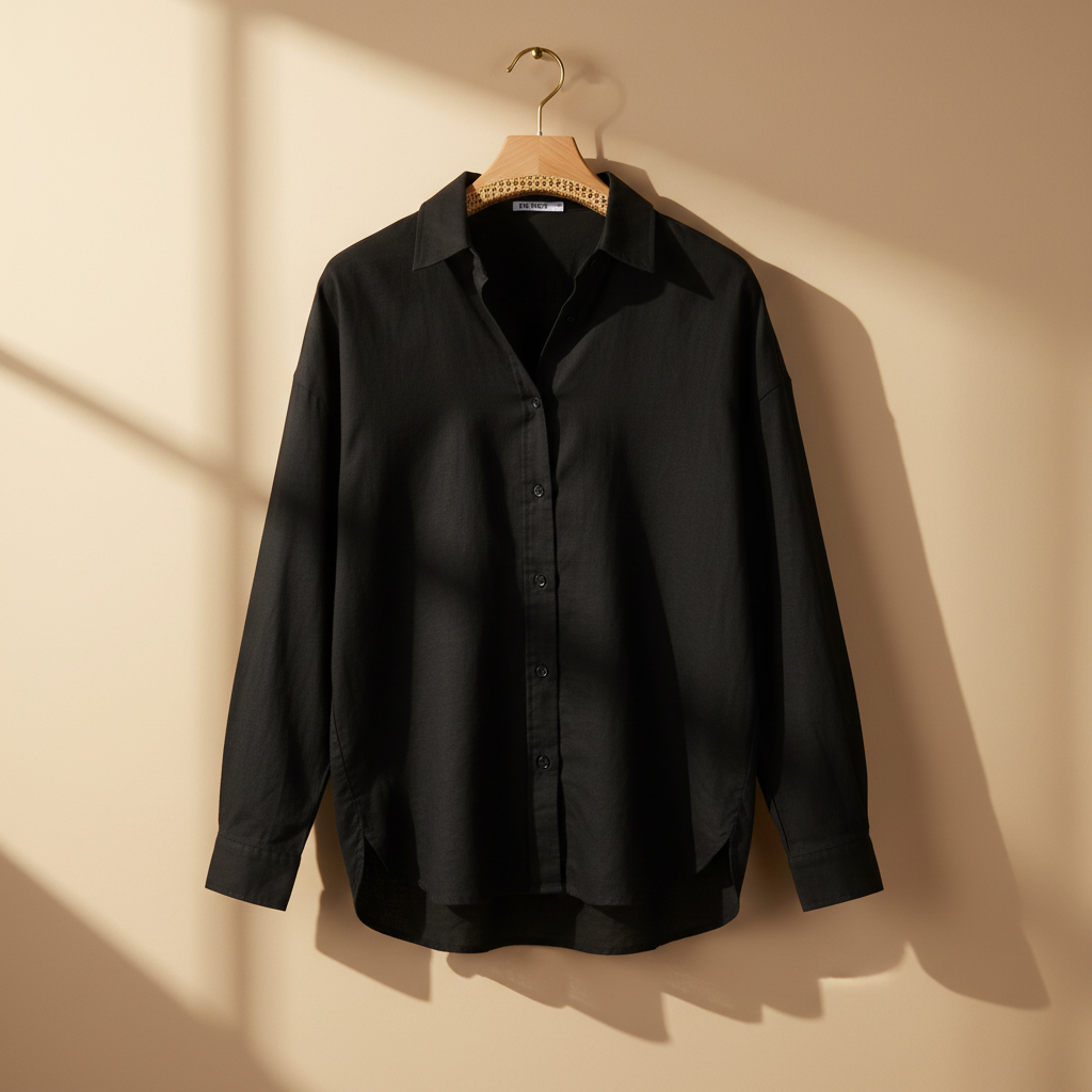 Women Linen Blend Oversized Shirt – Long Sleeve