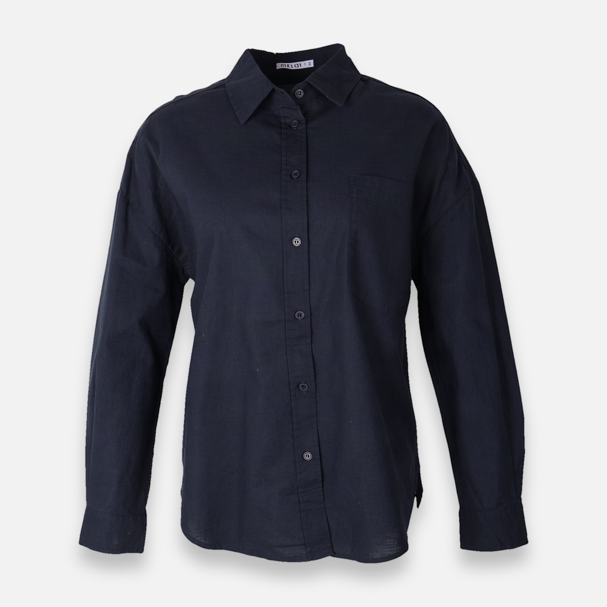 Women Linen Blend Oversized Shirt – Long Sleeve