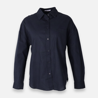 Women Linen Blend Oversized Shirt – Long Sleeve