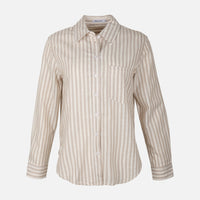Women Linen Blend Striped Shirt