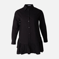 Women Poplin Oversize Button Tunic