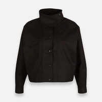 Women Woven Cropped Jacket With High Collar