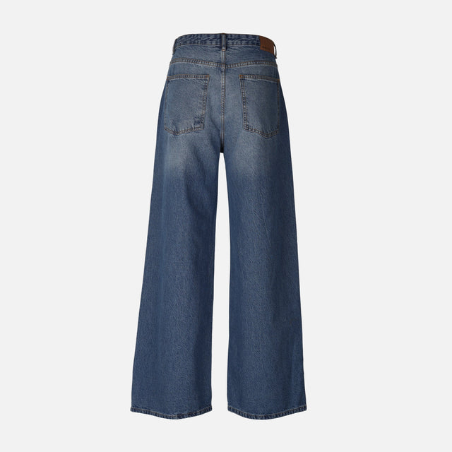 WOMEN CROSSED WAIST WIDE LEG PANT JEANS