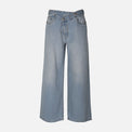 WOMEN CROSSED WAIST WIDE LEG PANT JEANS