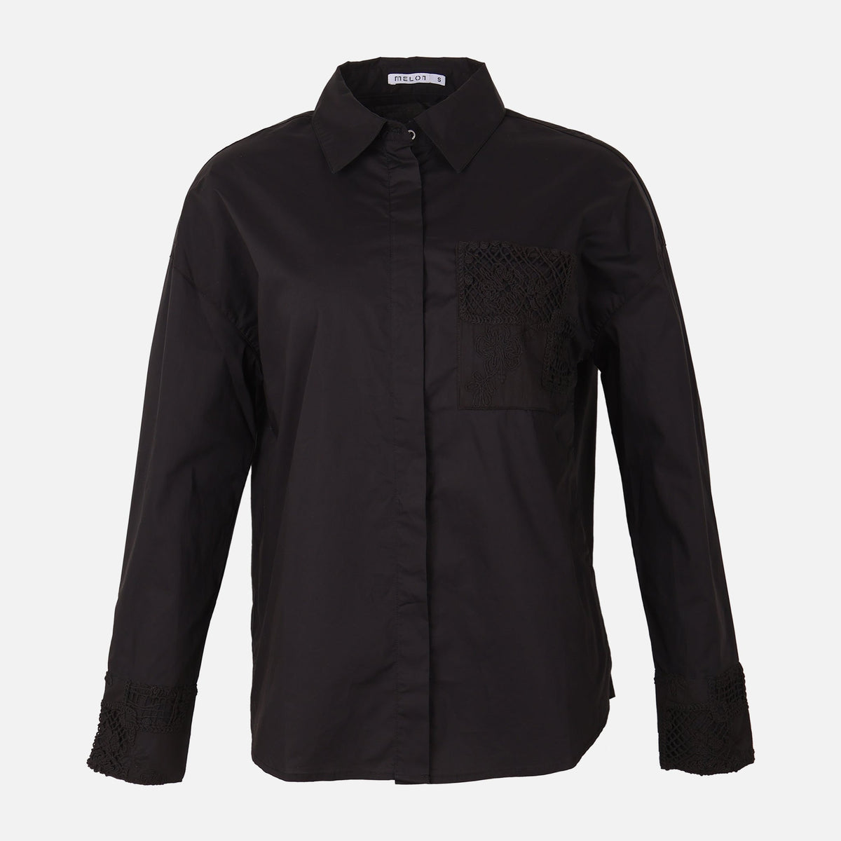 Women Oversize Lace Pocket Shirt