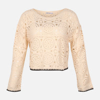 Women Crochet Long Sleeve Top
