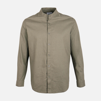 Men Linen Mandarin Collar Long Sleeve Shirt
