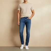 Men Denim Pants Jeans Slim Straight Fit