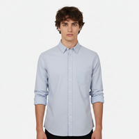 Men Basic Oxford Shirt Long Sleeve Spandex