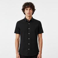 Men Basic Oxford Shirt Short Sleeve Spandex
