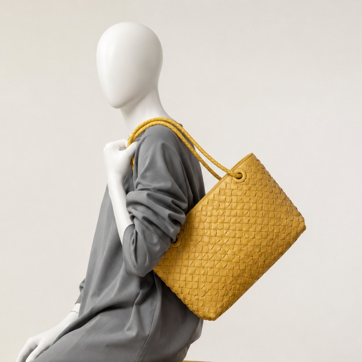 Yellow woven Melon bag